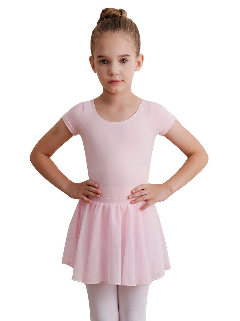 WEGETIT Leotard Girls Gymnastics Toddler Dance Ballet Pink Leotard Dresses with Skirt (Pink,6-8 Years) - Image 1